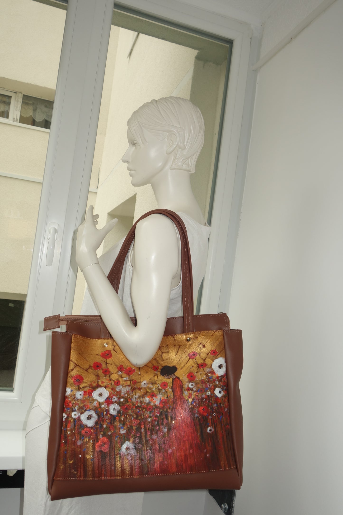 POSETA DE PIELE NATURALA THE ONE