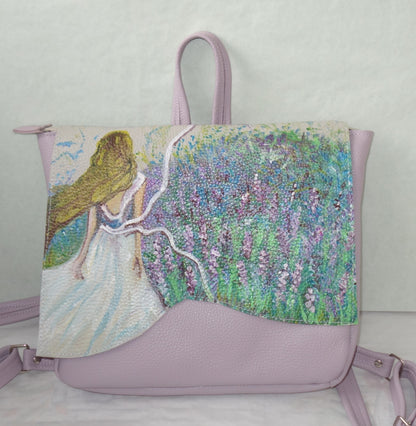 RUCSAC DE PIELE NATURALA LAVANDA