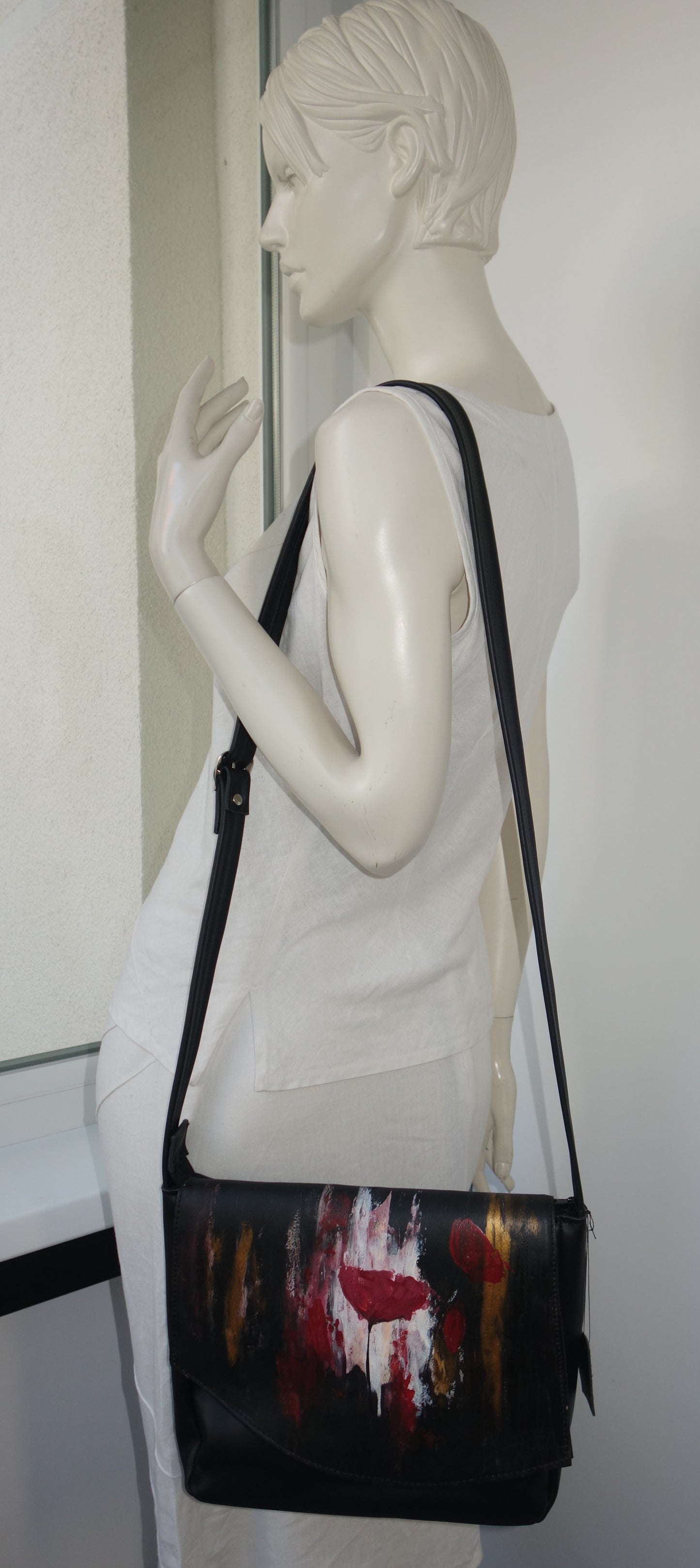 GEANTA DE PIELE NATURALA POPPIES