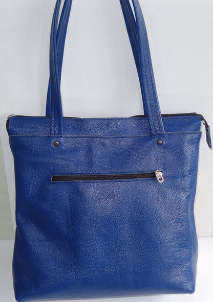 POSETA DE PIELE NATURALA TRICOLOR