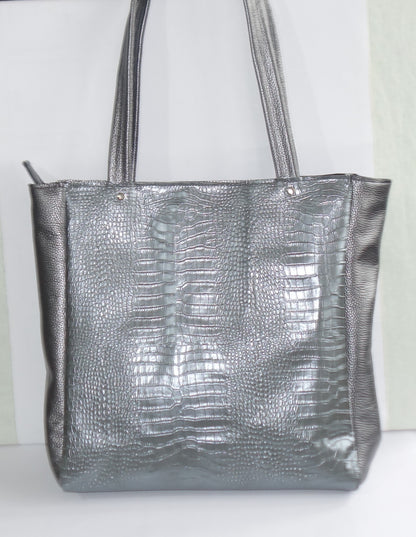 POSETA DE PIELE NATURALA SILVER