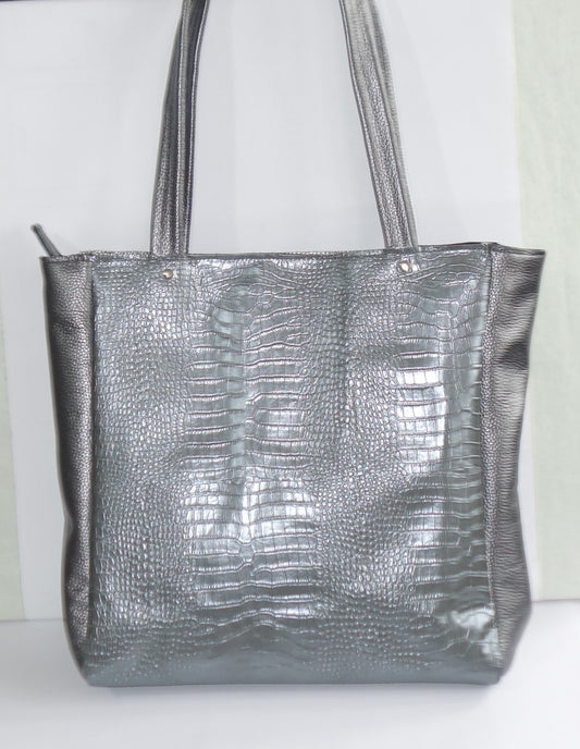 POSETA DE PIELE NATURALA SILVER