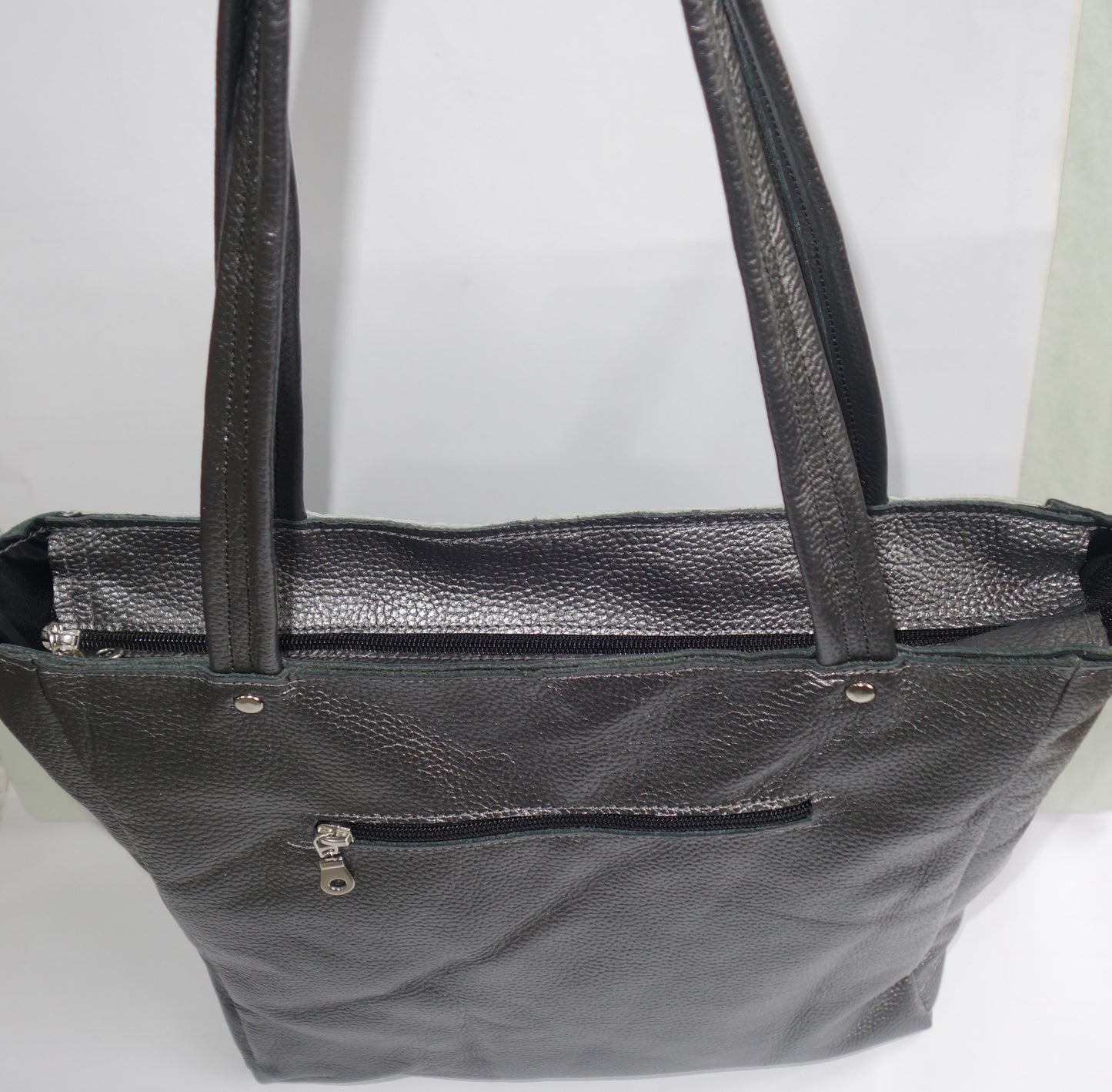 POSETA DE PIELE NATURALA SILVER