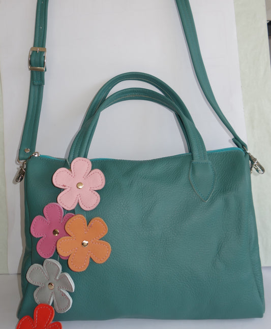POSETA DE PIELE NATURALA FIVE FLOWERS