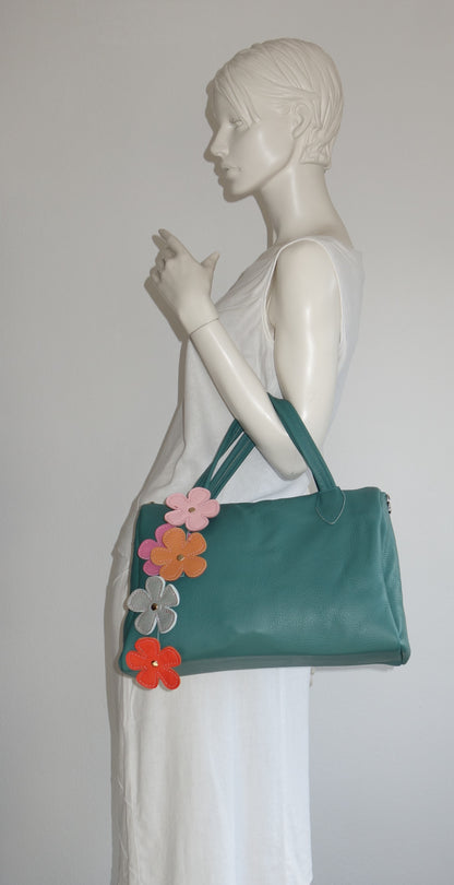 POSETA DE PIELE NATURALA FIVE FLOWERS