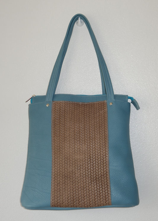 POSETA DE PIELE NATURALA AZURE WEAVE