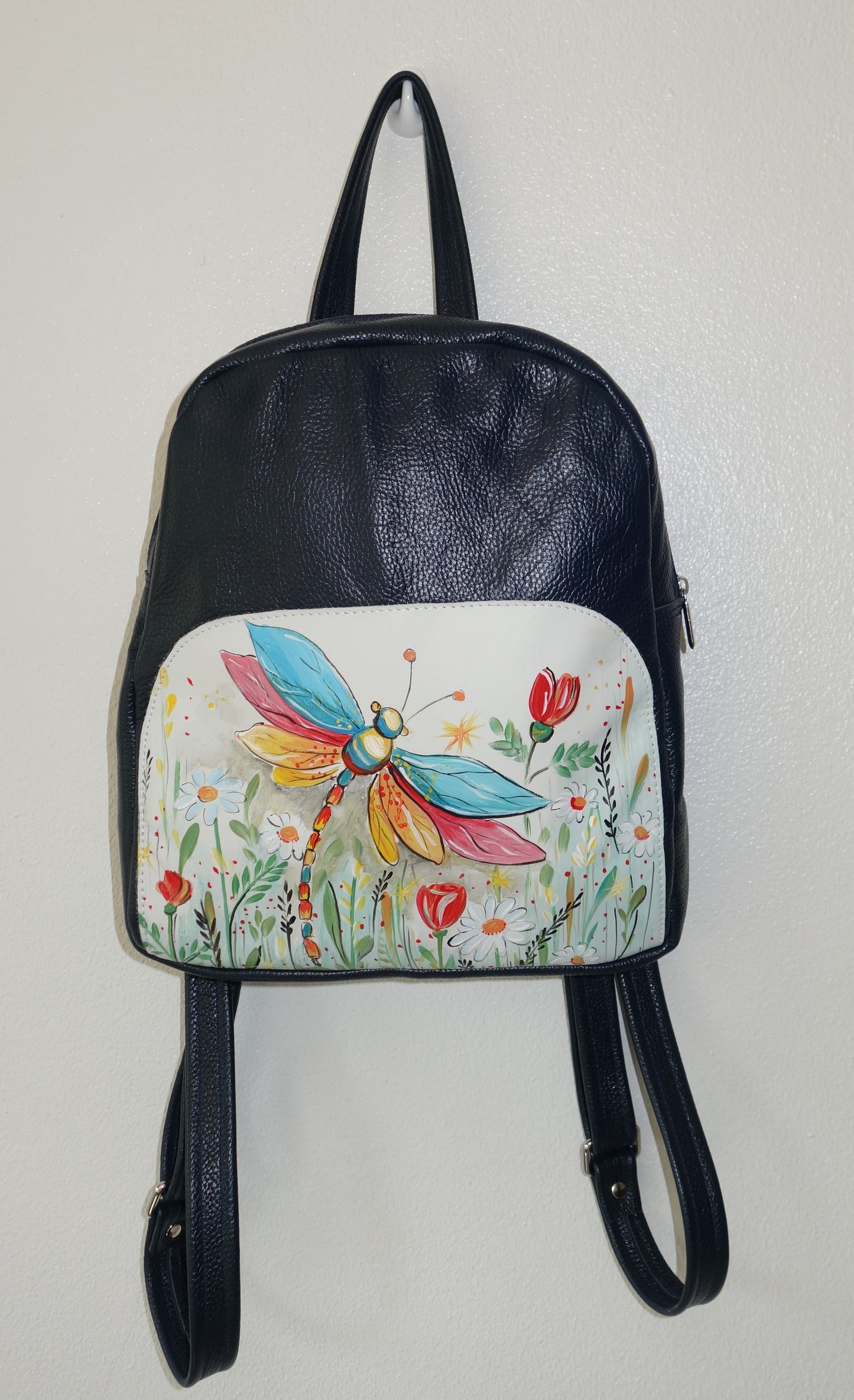 RUCSAC DE PIELE NATURALA GRADINA CU FLORI